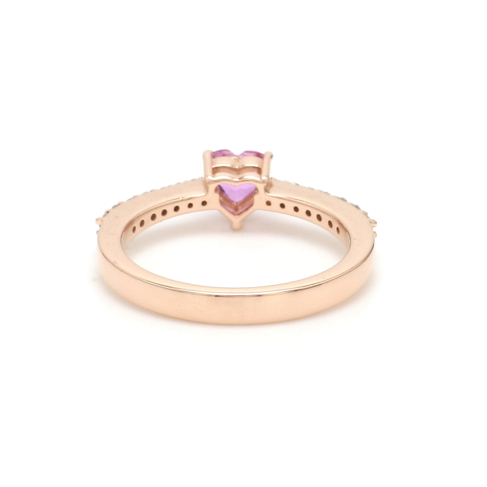 Natural Pink Sapphire & Diamonds 14K Solid Rose Gold Engagement Ring