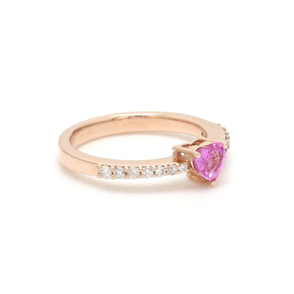Natural Pink Sapphire & Diamonds 14K Solid Rose Gold Engagement Ring