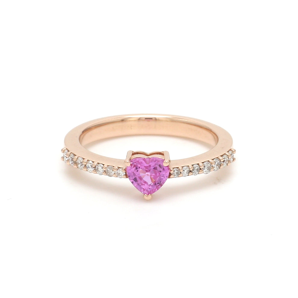Natural Pink Sapphire & Diamonds 14K Solid Rose Gold Engagement Ring